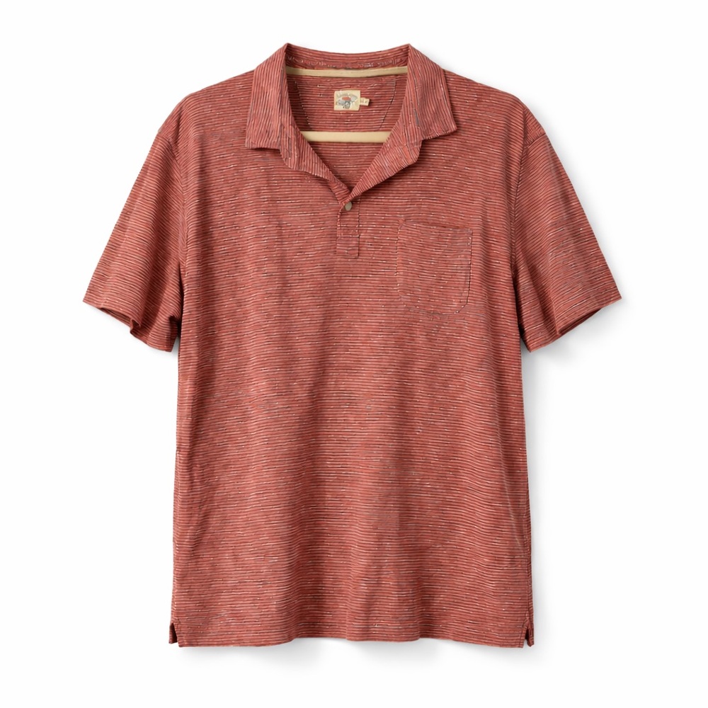 Faherty Feeder Stripe Polo Sunrise Red Navy XXL